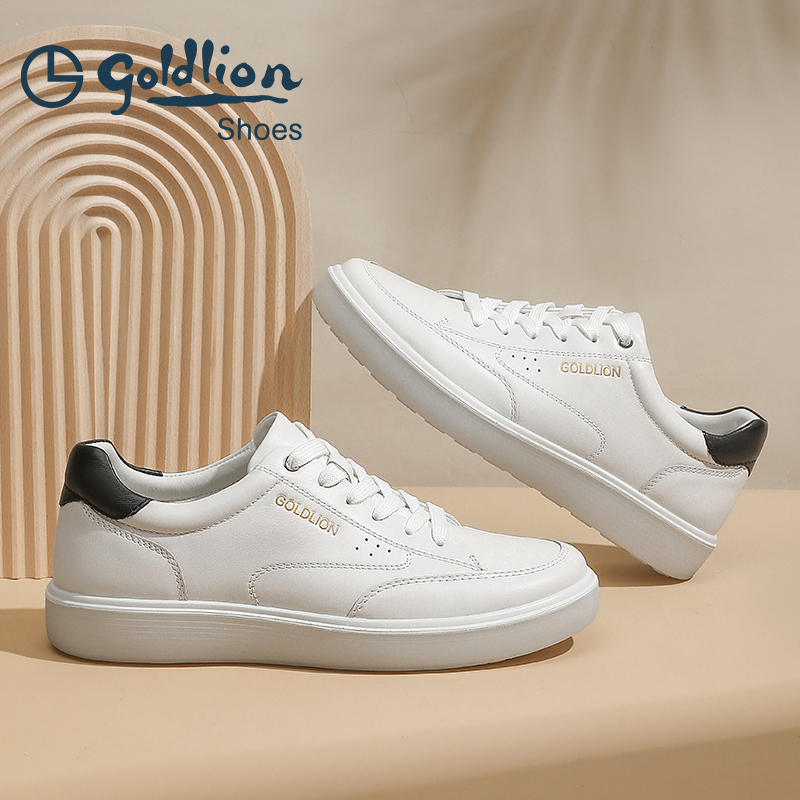 Goldlion/金利来小白鞋男25四季真皮板鞋男士休闲运动鞋日常通勤 - 图1