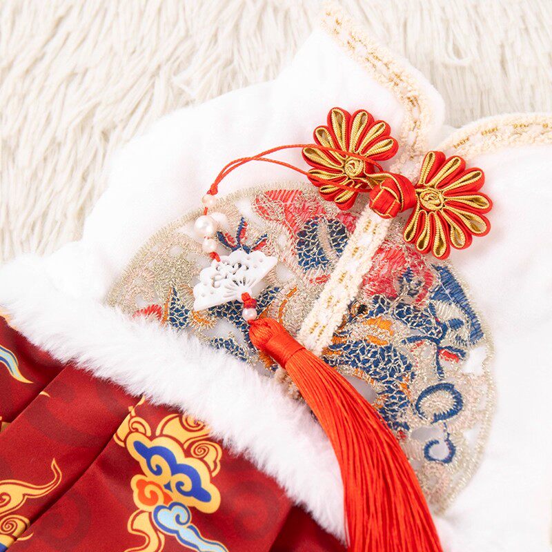 猫咪新年衣服精致唐装冬季加厚保暖新年喜庆宠物公主裙小狗狗裙子,淘宝优惠券,粉丝福利购,淘宝优惠卷