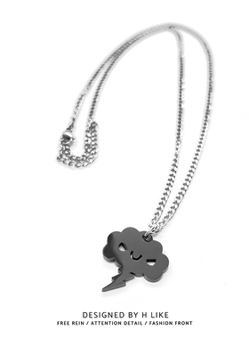 乌云闪电钛钢蛇骨链男女项链吊坠