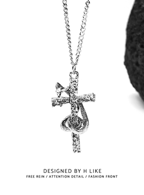 十字架蛇缠绕复古轻奢毛衣链个性