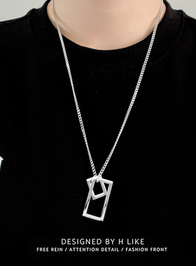 大小方块钛钢蛇骨链男女项链吊坠