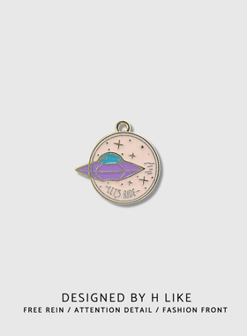 粉飞碟项链吊坠钛钢蛇骨链男女