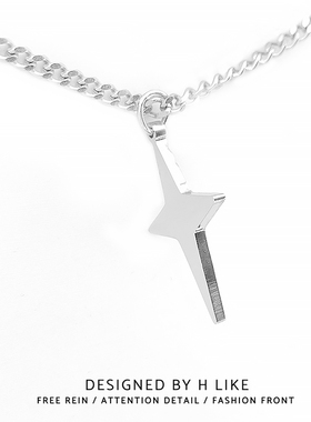 星星暗黑潮酷网红项链吊坠钛钢女