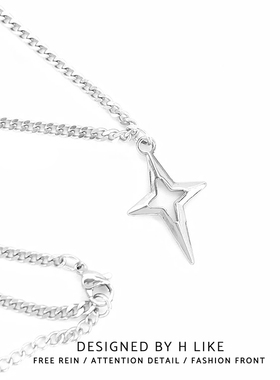 简约设计北极星项链吊坠情侣钛钢