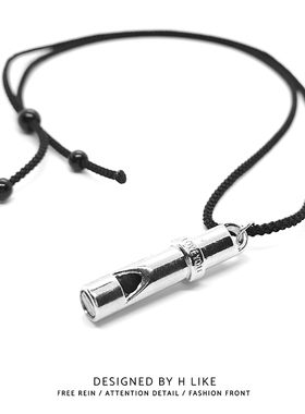 立体口哨涤纶红黑绳男女项链吊坠