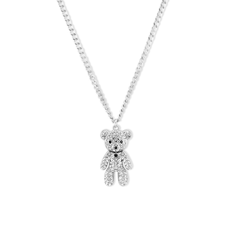 泰迪轻奢卡通项链吊坠饰品小熊可爱女生嘻哈钛钢毛衣链水钻不掉色,淘宝优惠券,粉丝福利购,淘宝优惠卷