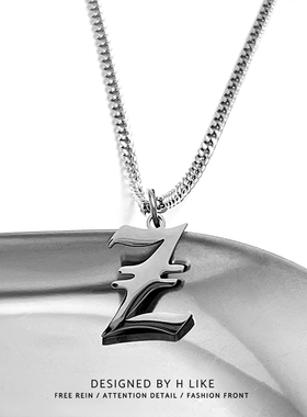 英文字母钛钢蛇骨链男女项链吊坠