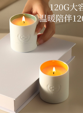 香薰蜡烛桂花陶瓷卧室内家用持久香里藏诗生日礼物伴手礼小众