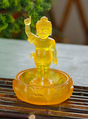 水琉璃浴佛套装(莲花盘 太子y佛 勺子)释迦摩尼佛浴佛节家居摆件