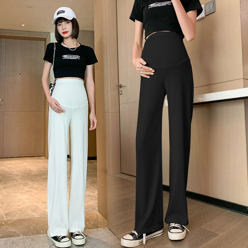 夏季外穿阔腿裤垂感粉色瘦孕妇裤子 班比丽朵孕妇阔腿裤