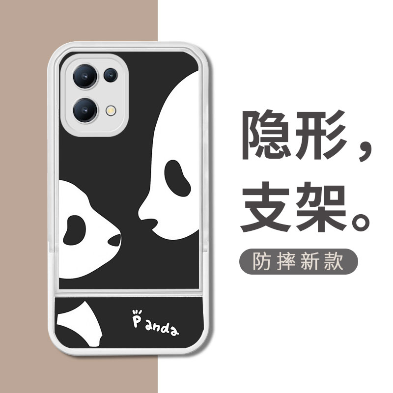 熊猫支架适用opporeno10手机壳reno9pro+黑白oρpo男opporene7se女oppereno6网红opporenno5k带poop有oppress - 图1