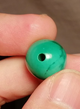 藏系文玩14mm绿松石手工打磨圆珠多宝手串佩珠隔珠腰珠一物一图珠