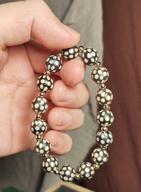 老气藏式文玩10mm黑白满天星手链手串念珠男女款古玩礼品转运古珠