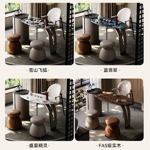 诚骏 轻奢阳台茶桌现代高级感设计师大理石茶台高端微晶石茶台椅 - 图3