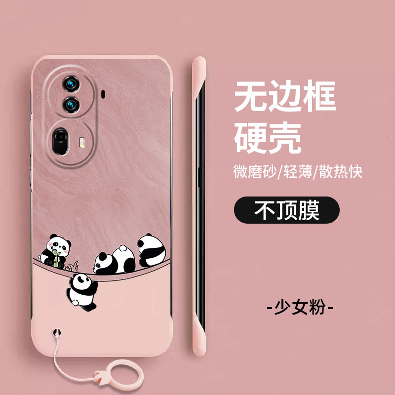 可爱熊猫适用OPPOReno11手机壳Reno11pro保护壳Reno11pro+无边框个性磨砂简约肤感超薄硬壳防摔高级卡通 - 图0