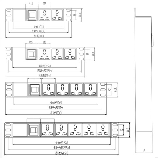 Fulong cabinet pdu aluminum alloy 5-position export pin strip