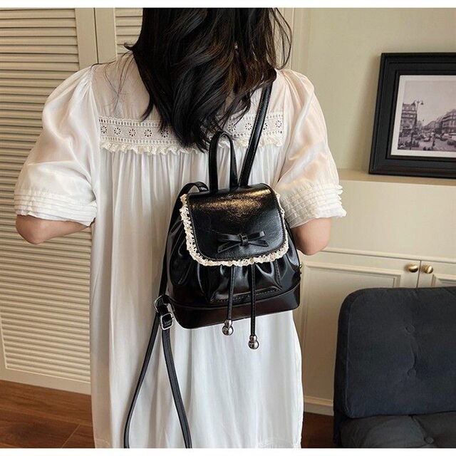 Gentle wind lace bow niche mini backpack women's new fashion versatile portable travel backpack