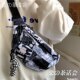 Japanese ins Harajuku dark style checkerboard checker workwear chest bag for women Korean versatile crossbody bag girl waist bag trend