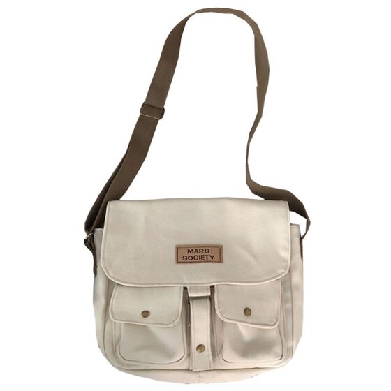 Japanese Harajuku style workwear crossbody bag for women Korean ins retro student canvas bag literary college style messenger bag