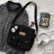 Japanese Harajuku style workwear crossbody bag for women Korean ins retro student canvas bag literary college style messenger bag
