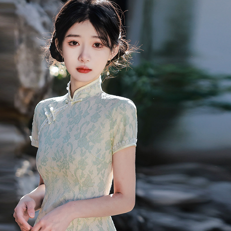 旗袍夏款年轻款少女小个子连衣裙 闺小蜜旗袍