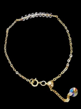 原创设计奥地利水晶14k包金链条手链手串 小众简约手串洗澡可佩戴