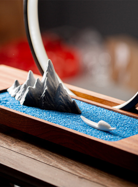 新中式陶瓷枯山水茶室禅意摆件