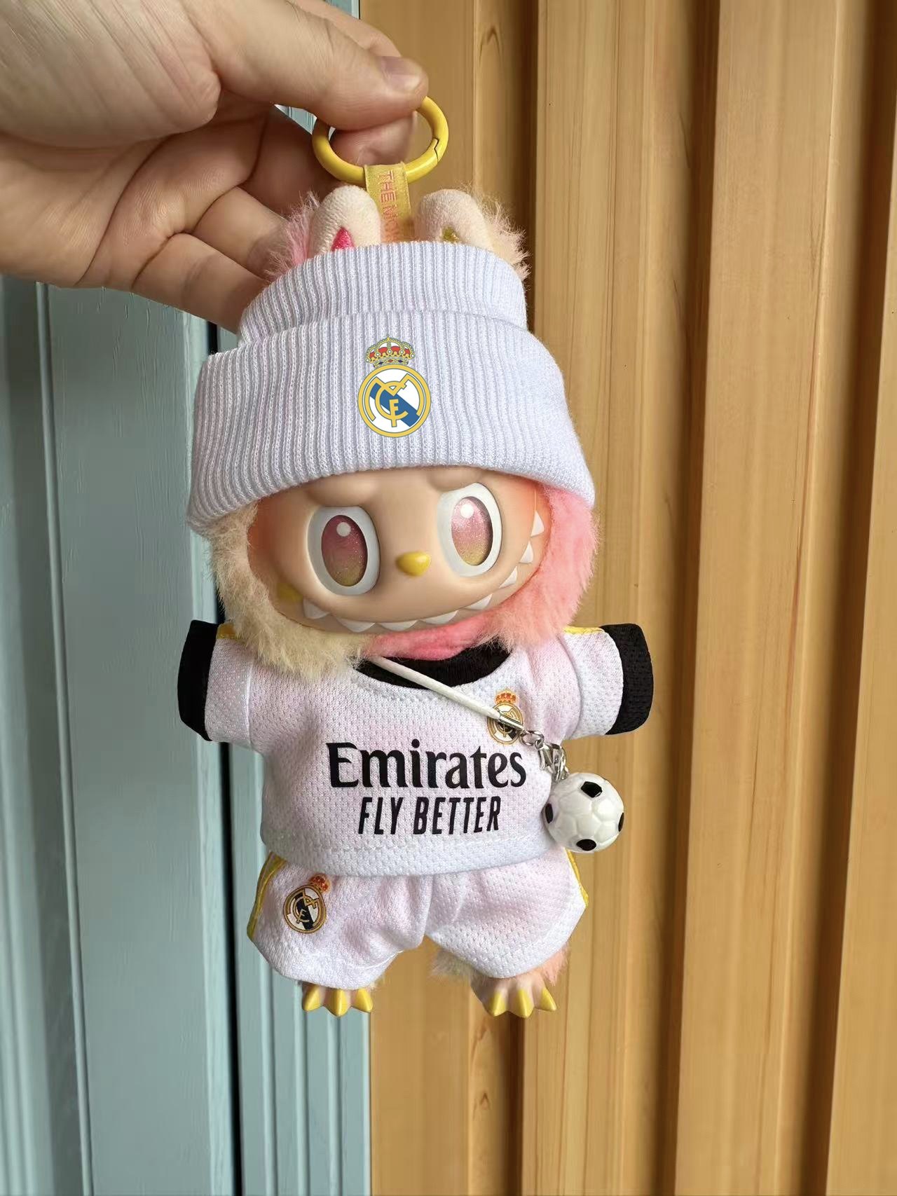 拉布布一二三代皇马球衣C罗足球服labubu3代新款娃衣17cm玩偶衣服,淘宝优惠券,粉丝福利购,淘宝优惠卷