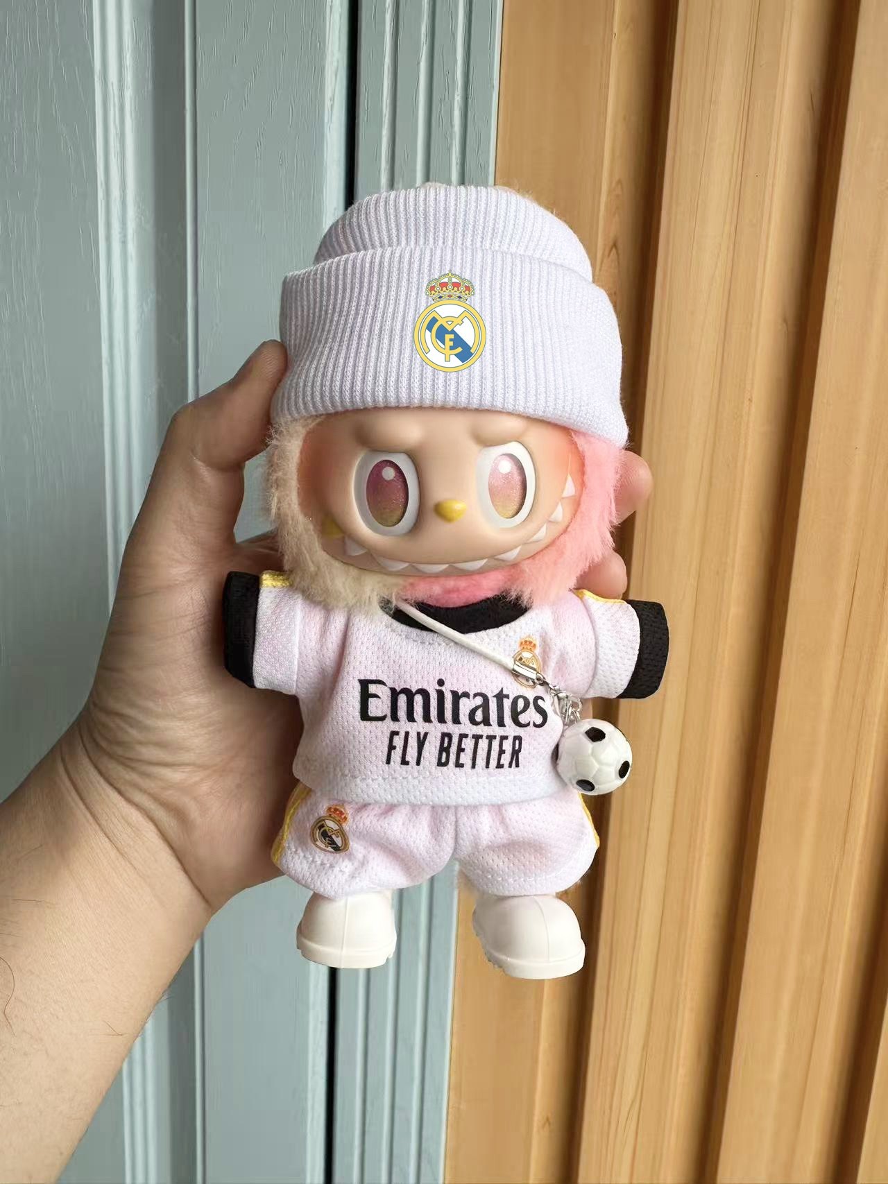 拉布布一二三代皇马球衣C罗足球服labubu3代新款娃衣17cm玩偶衣服,淘宝优惠券,粉丝福利购,淘宝优惠卷