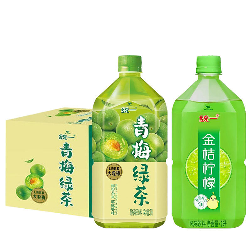 新日期统一金桔柠檬/青梅绿茶饮料1L*8瓶整箱批1升清爽大瓶饮料 - 图3