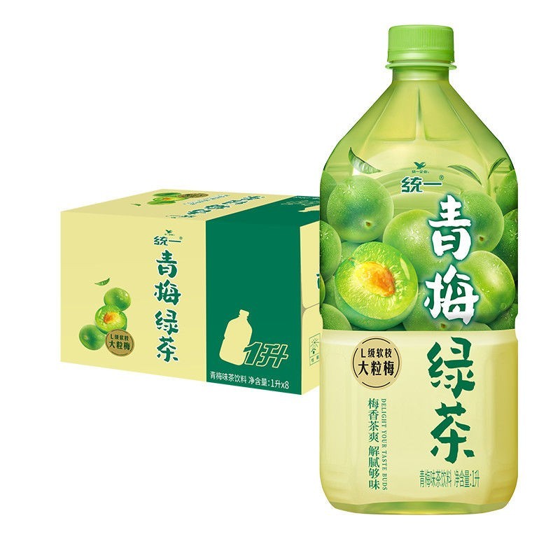 新日期统一金桔柠檬/青梅绿茶饮料1L*8瓶整箱批1升清爽大瓶饮料 - 图2