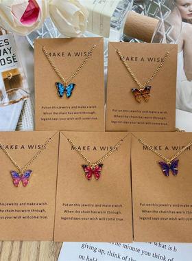 necklace women butterfly Pendant 蝴蝶吊坠项链套装锁骨链项饰