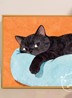 萌系可爱小猫系列装饰画ins风治愈系客厅卧室床头挂画餐厅壁画