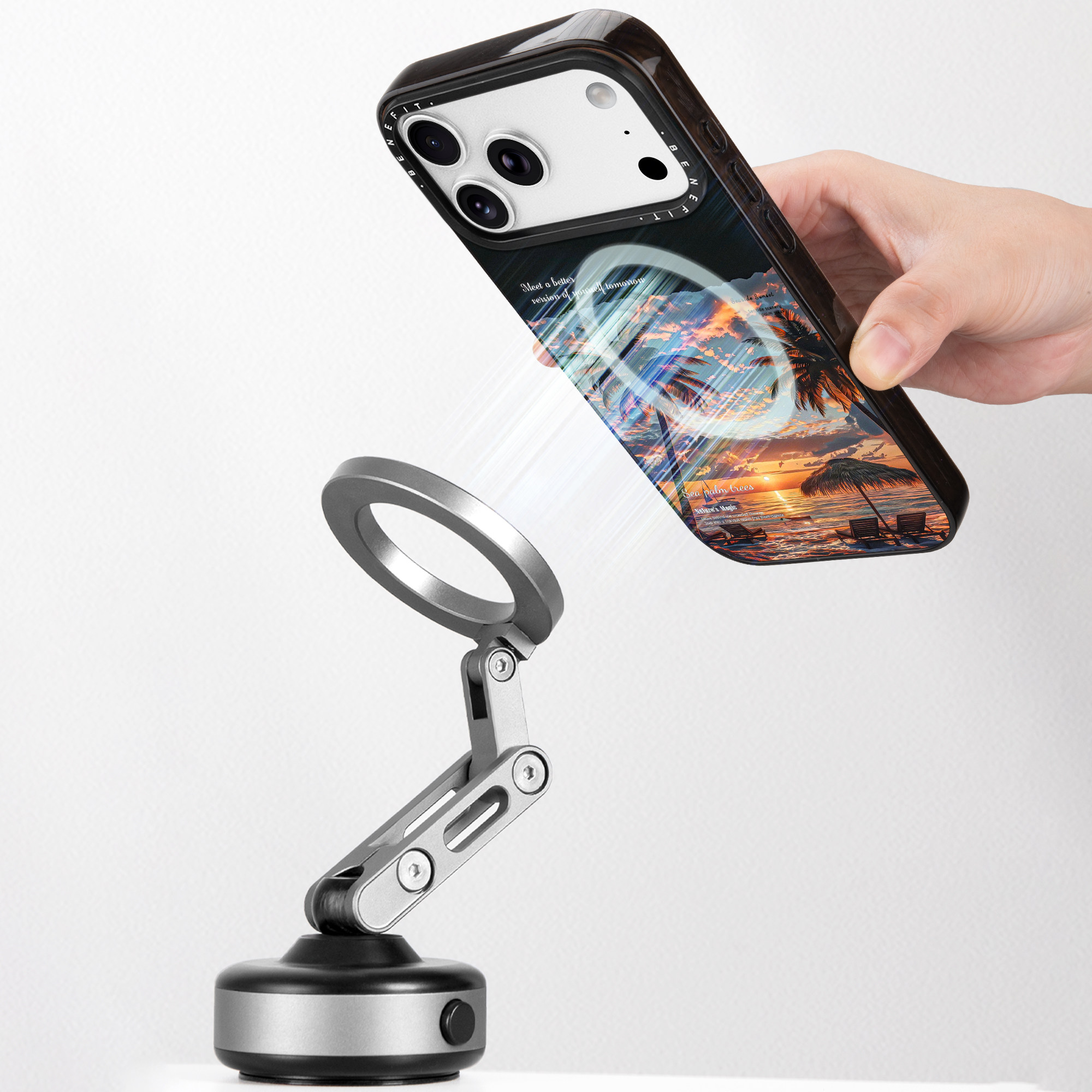 benefit绝美夕阳海滩椰树适用于iphone17promax苹果16PRO晶盾磁吸手机壳15新款13套14冰川纹12防摔彩色边框,淘宝优惠券,粉丝福利购,淘宝优惠卷