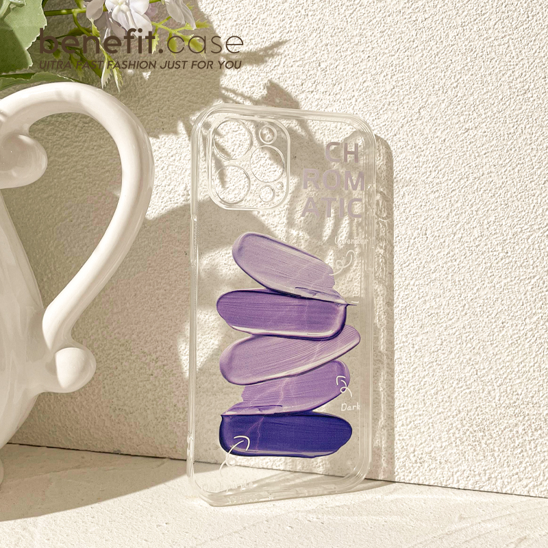 Benefit暗紫色创意颜料17pro16适用15苹果13手机壳iphone14promax新款12保护套11高级感xsmax透明xr软硅胶8p - 图1