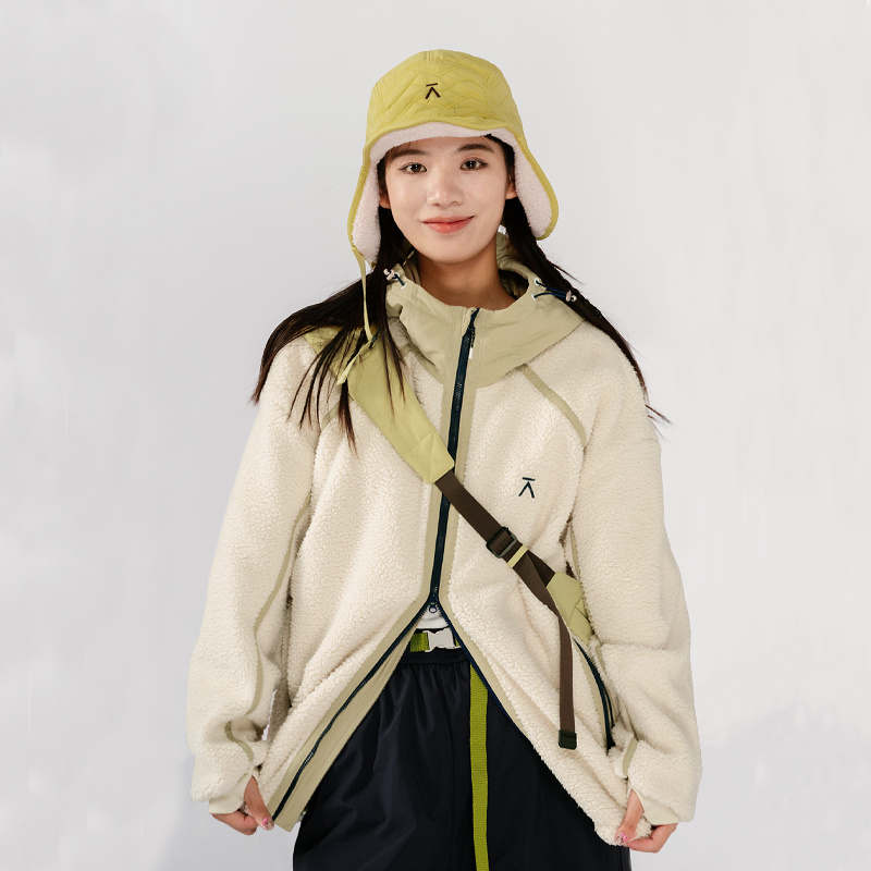 ACMEITEM爱棵米 秋冬保暖仿羊羔毛连帽外套休闲颗粒绒宽松开衫女 - 图2