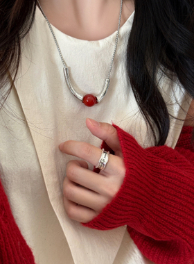 黑红玛瑙圆珠项链轻奢高级感饰品