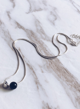 黑玛瑙项链银小众锁骨链高级感女