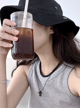 立体蘑菇吊坠项链手工小众高级感