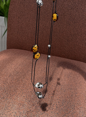 琉璃珠项链纯银拼接复古手工饰品