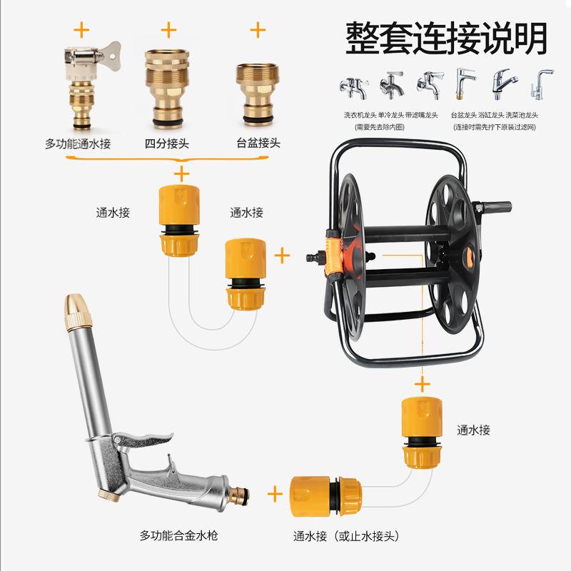 30米水管收纳架铜高压洗车水枪头家用自来水冲洗刷车神器园林工具