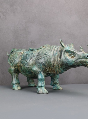 铜祥德铜摆件《文物新生之青铜犀尊》客厅桌面家居装饰工艺品摆件