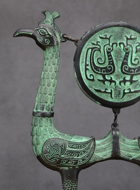 古青铜器双凤鼓架博古架铜工艺品摆件虎座凤凰鼓婚庆影视道具厂