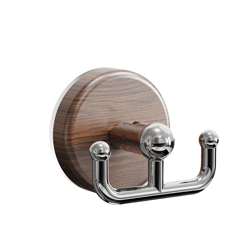 吸盘木纹圆盘双钩浴室挂钩免打孔强力承重家用门后挂衣钩粘钩无痕 - 图3