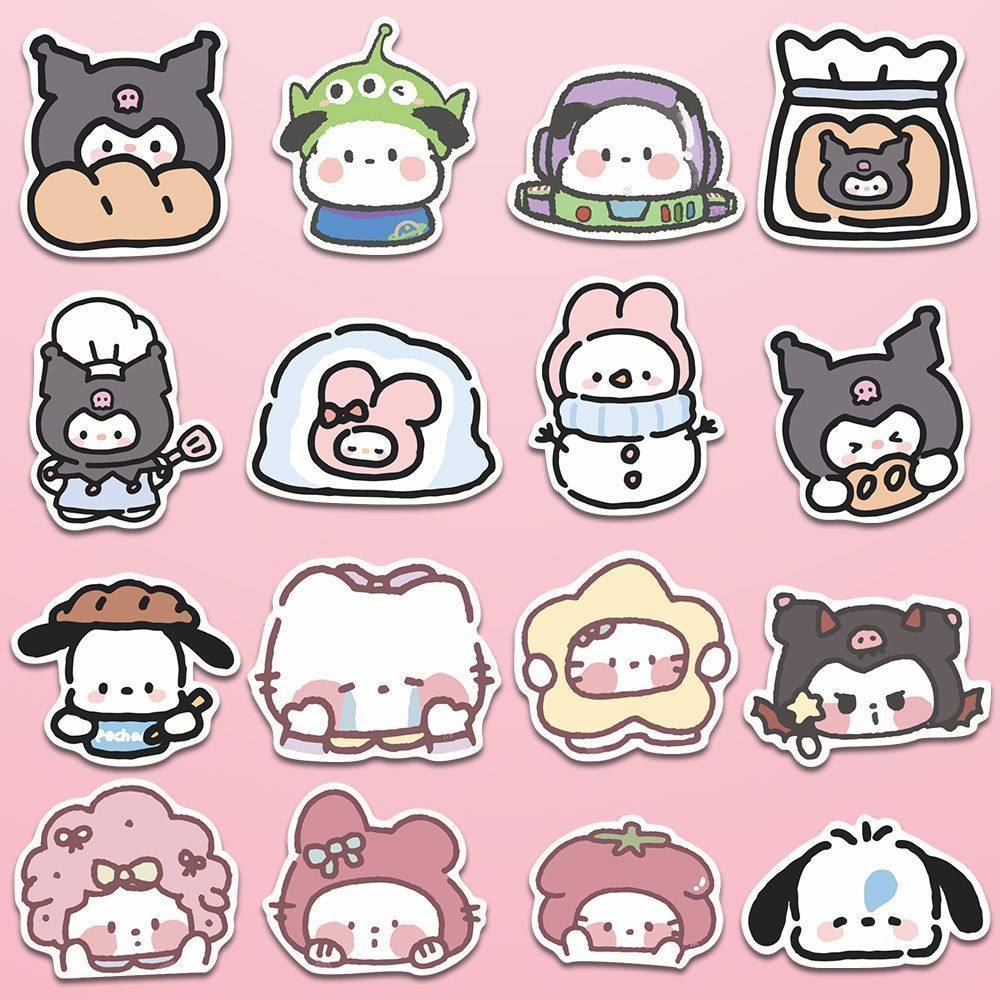 107张卡通绘画三丽鸥贴纸可爱小兔少女心搞怪贴画装饰手机壳手账,淘宝优惠券,粉丝福利购,淘宝优惠卷