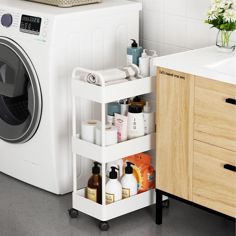 简约现代扶手窄缝架落地多层杂物冰箱角落整理架可移动浴室收纳架 - 图2