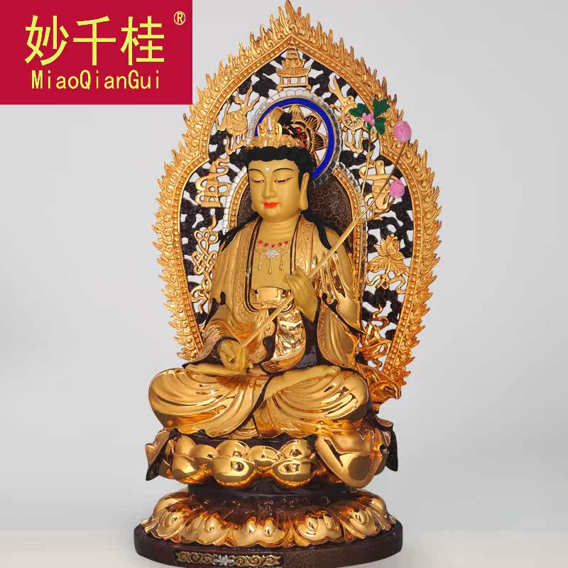 台湾纯铜鎏金西方三圣佛像摆件 妙千桂摆件