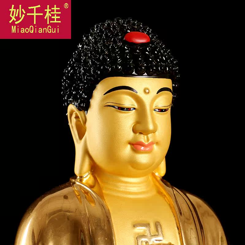 妙千桂纯铜观音菩萨大势至站立铜像 妙千桂摆件