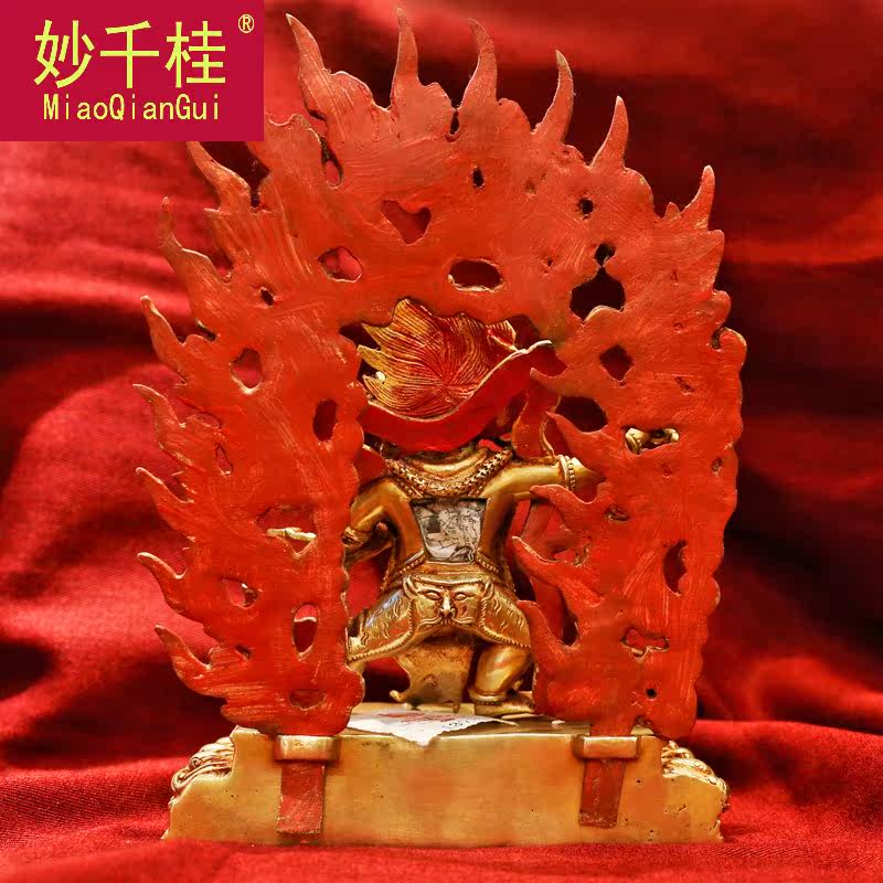 尼泊尔进口7寸纯铜全手大势至菩萨 妙千桂摆件