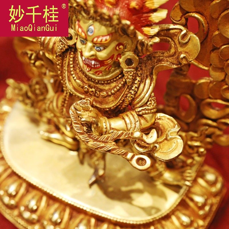 尼泊尔进口7寸纯铜全手大势至菩萨 妙千桂摆件